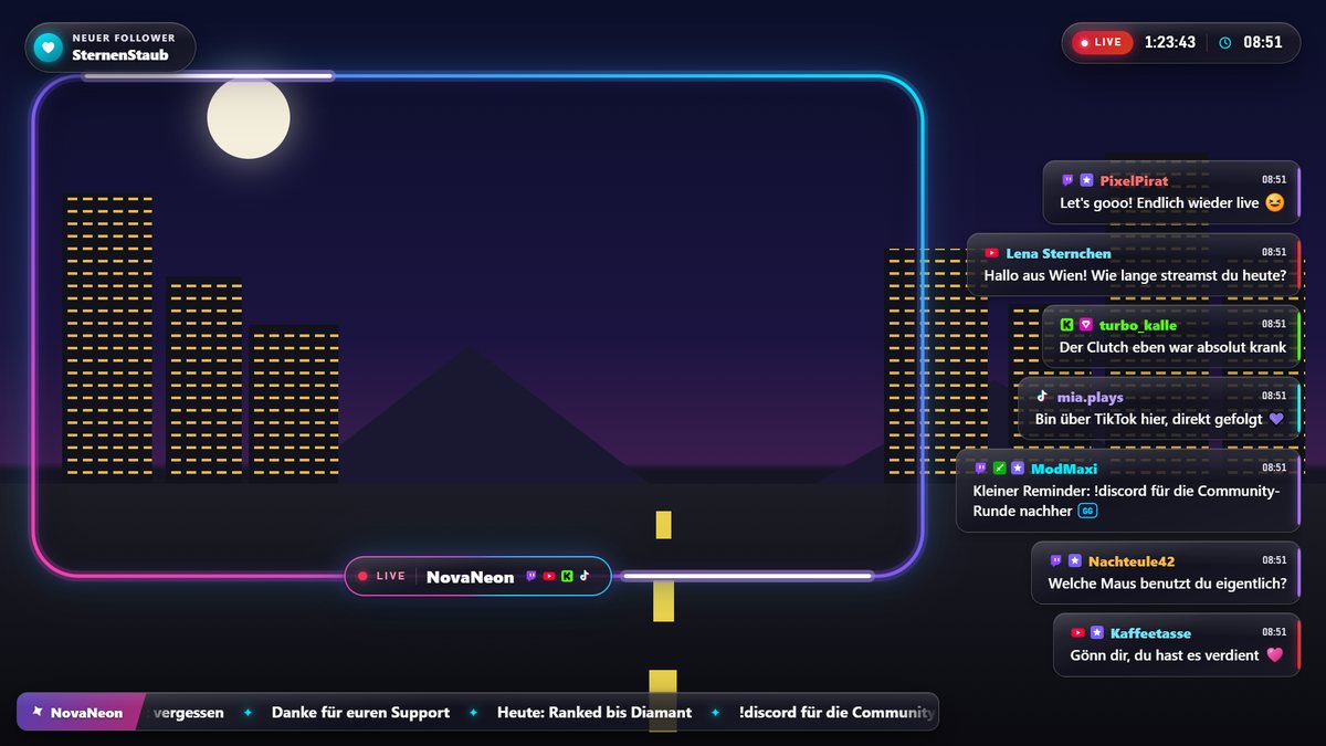 Just-Chatting-Layout mit großer Kamera und Chat rechts