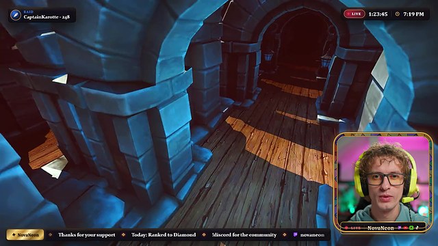 Cathedral: in-game overlay with facecam frame over the game